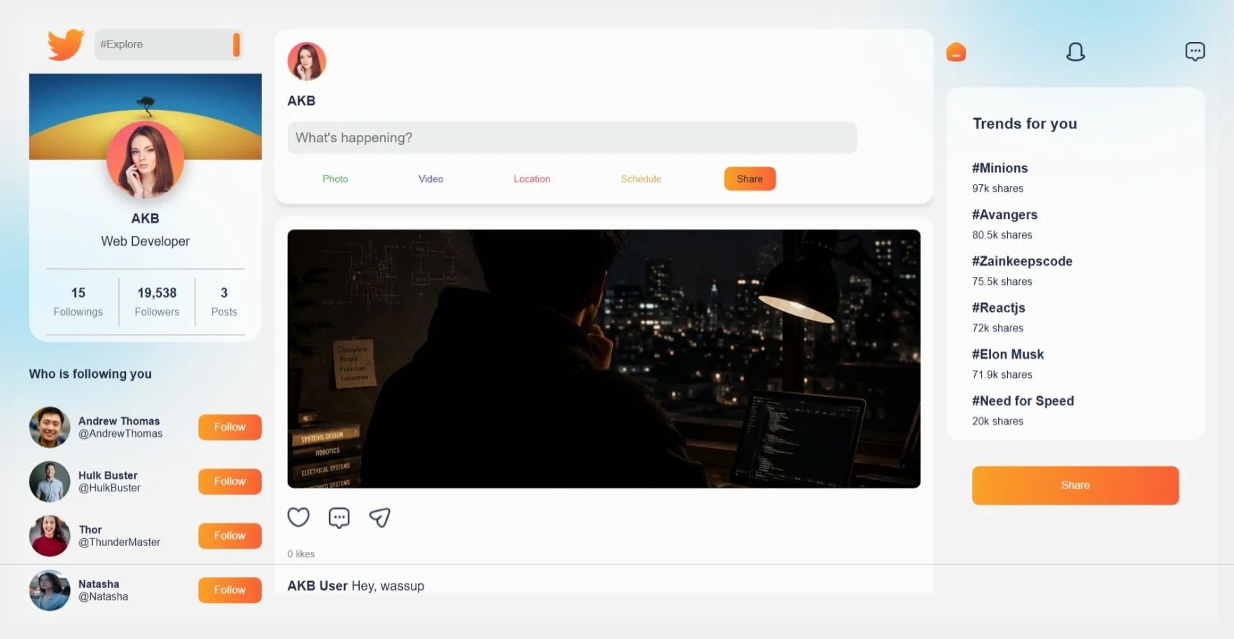 Expressify social application interface