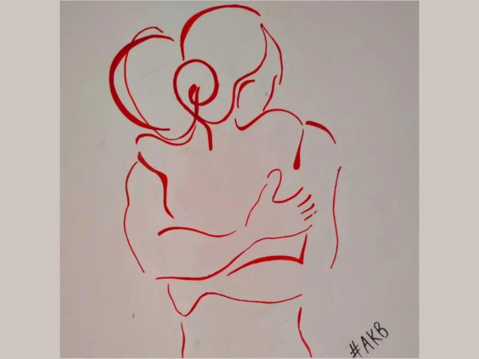 Minimal red line artwork of a couple